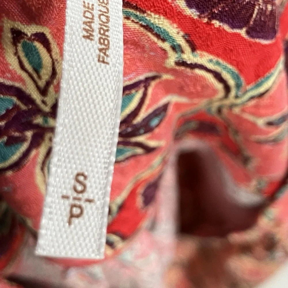 Free People Boho Wrap Top Red‎ Medallion Print Bell Sleeve Blouse Womens Small
